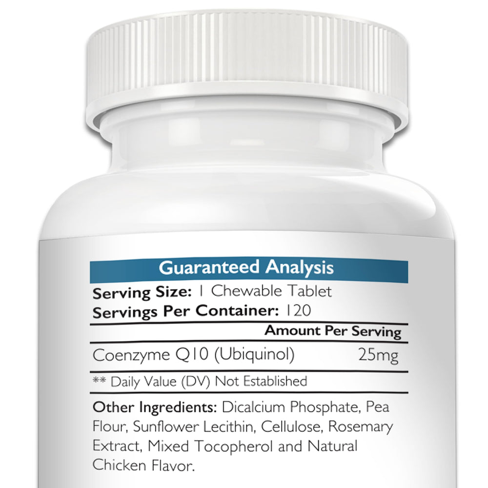 Nutrition Strength CoQ10 pour chiens — étiquette du flacon, ubiquinol de haute qualité.
