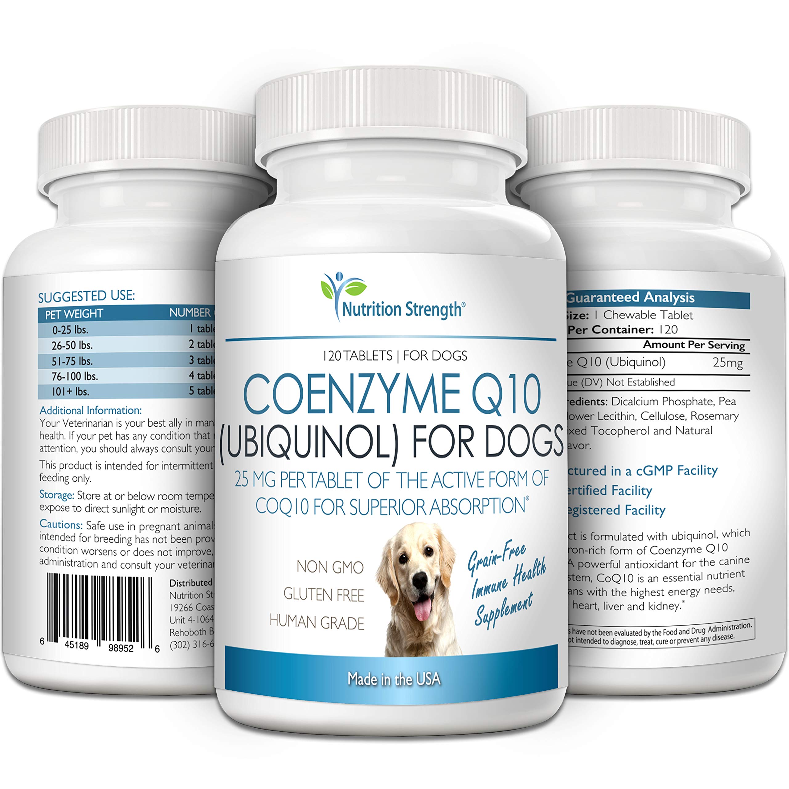 Nutrition Strength CoQ10 pour chiens — comprimés à croquer, absorption élevée et praticité.