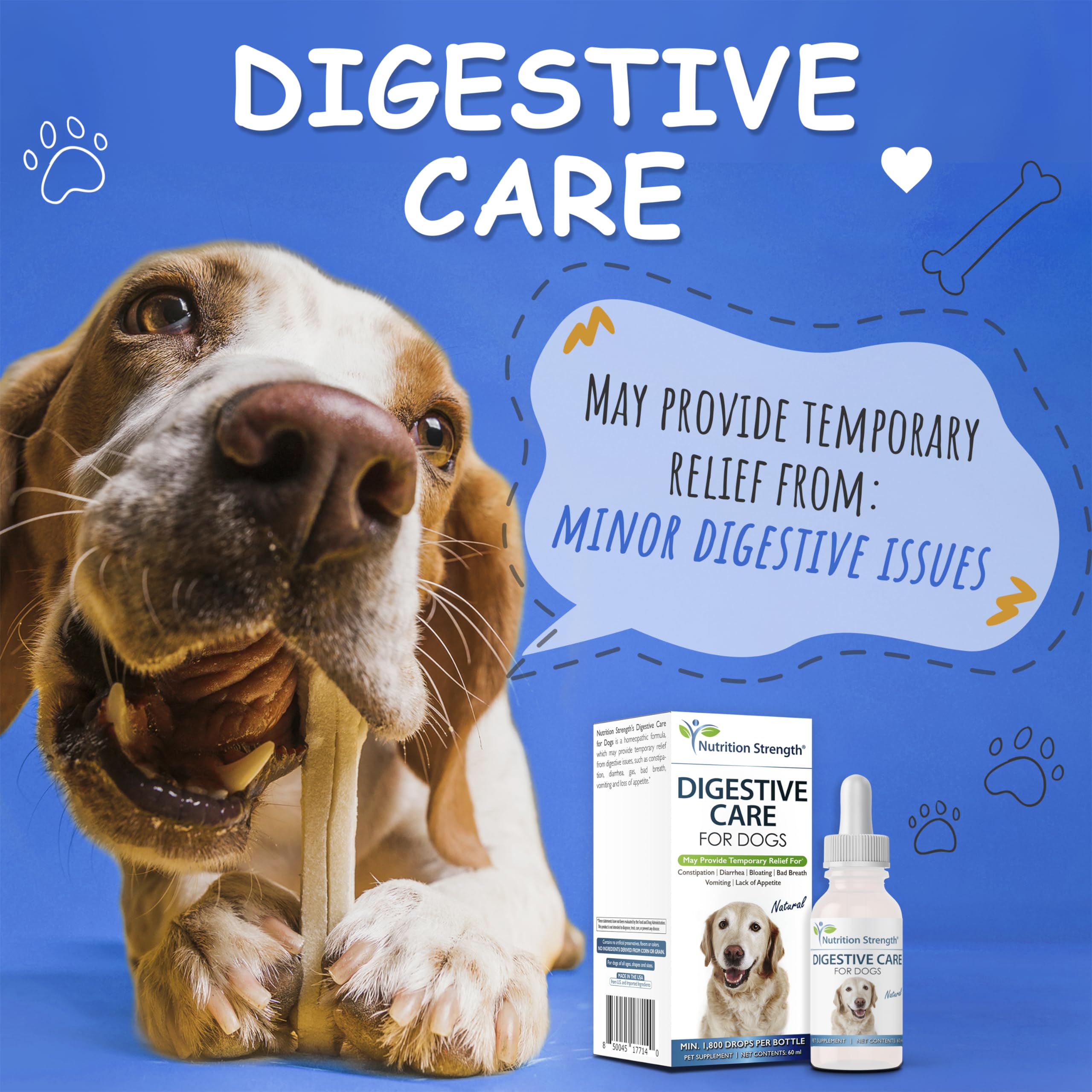Étiquette Nutrition Strength Digestive Care montrant des ingrédients naturels.