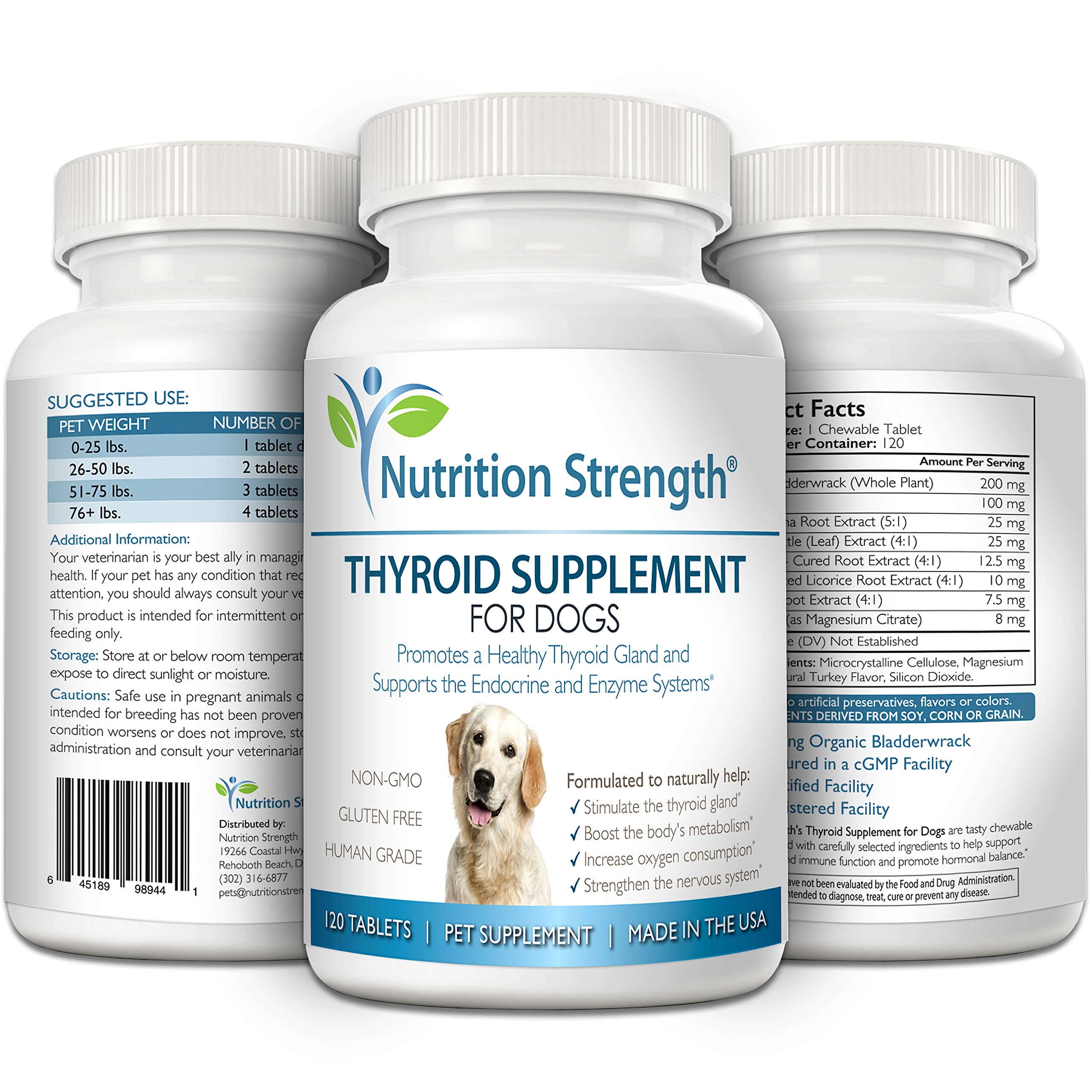 Nutrition Strength emballage bouteille de comprimés thyroïde