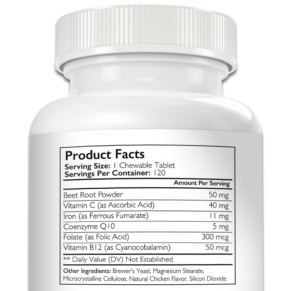 Nutrition Strength tablettes de fer pour chiens favorisant l’oxygénation des tissus.