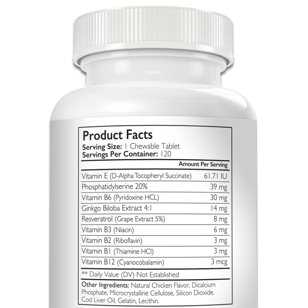 Ingrédients soutenant le cerveau du chien: ginkgo biloba et resveratrol.