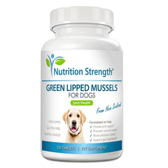 Nutrition Strength moules vertes pour chiens, bouteille pour dosage facile.