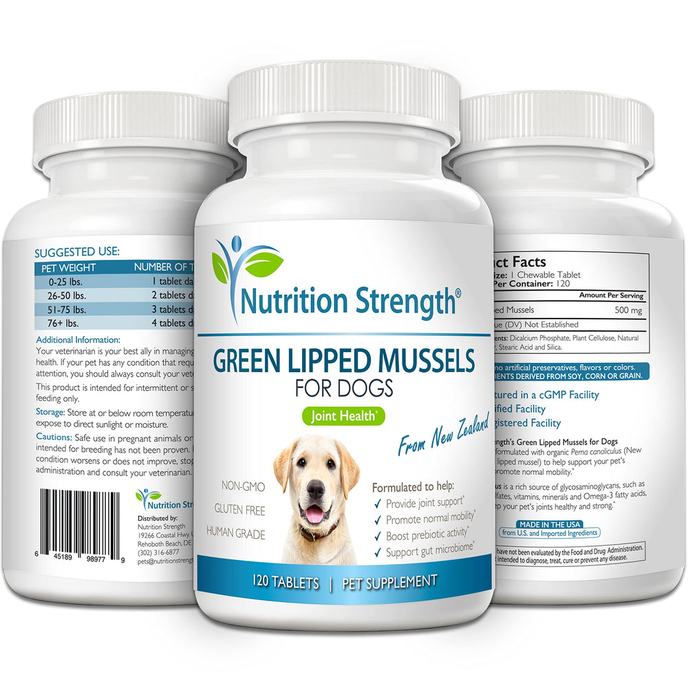 Nutrition Strength moules vertes pour chiens, prébiotique et digestive potentielle.