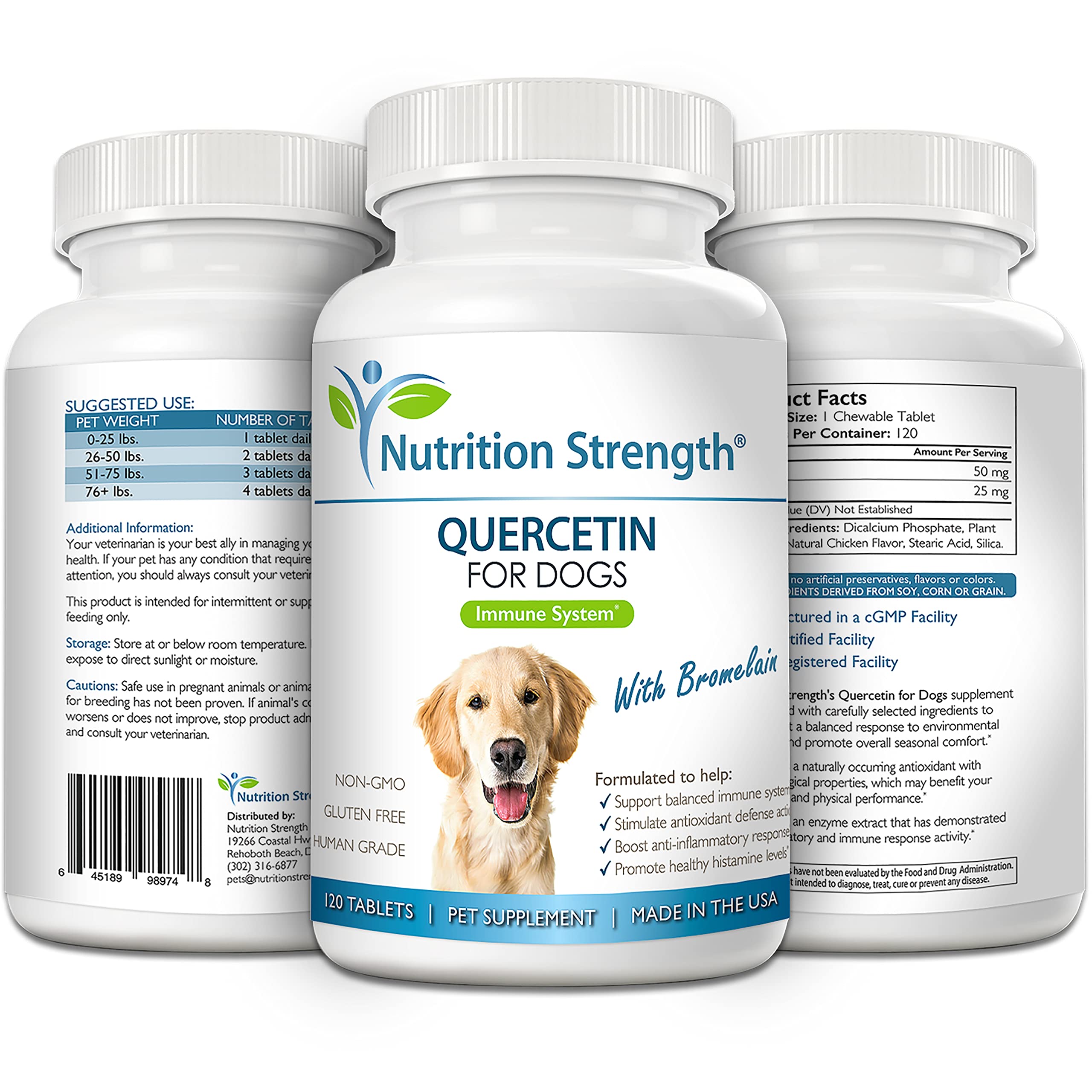 Emballage Nutrition Strength Quercétine chien : format pratique et élégant.
