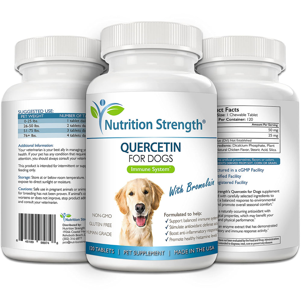 Emballage Nutrition Strength Quercétine chien : format pratique et élégant.