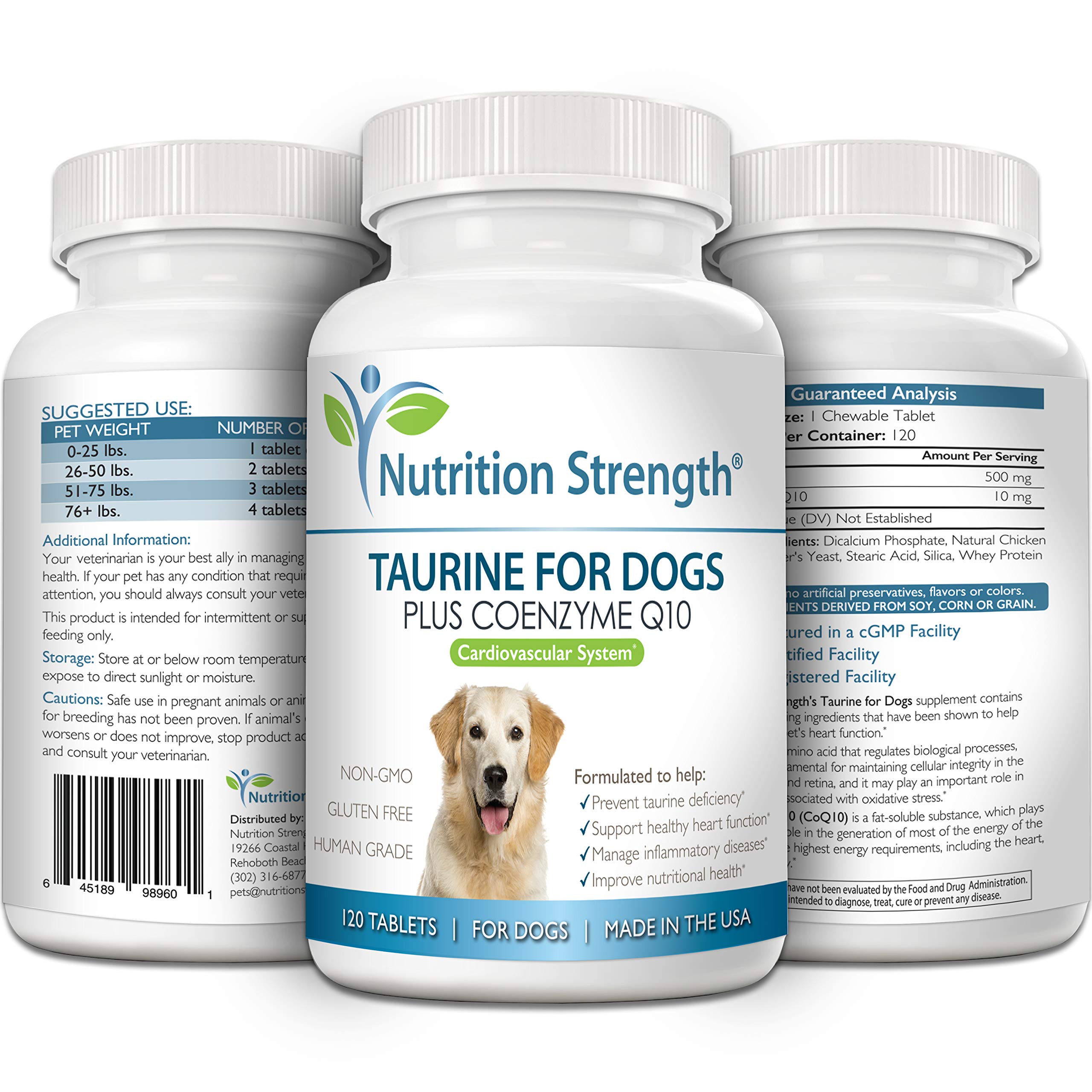 Dose quotidienne de Taurine Nutrition Strength adaptée au chien