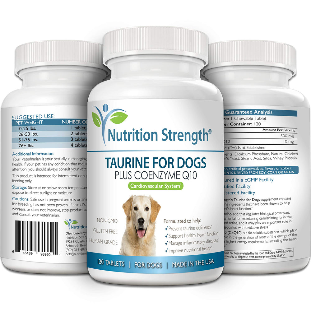 Dose quotidienne de Taurine Nutrition Strength adaptée au chien