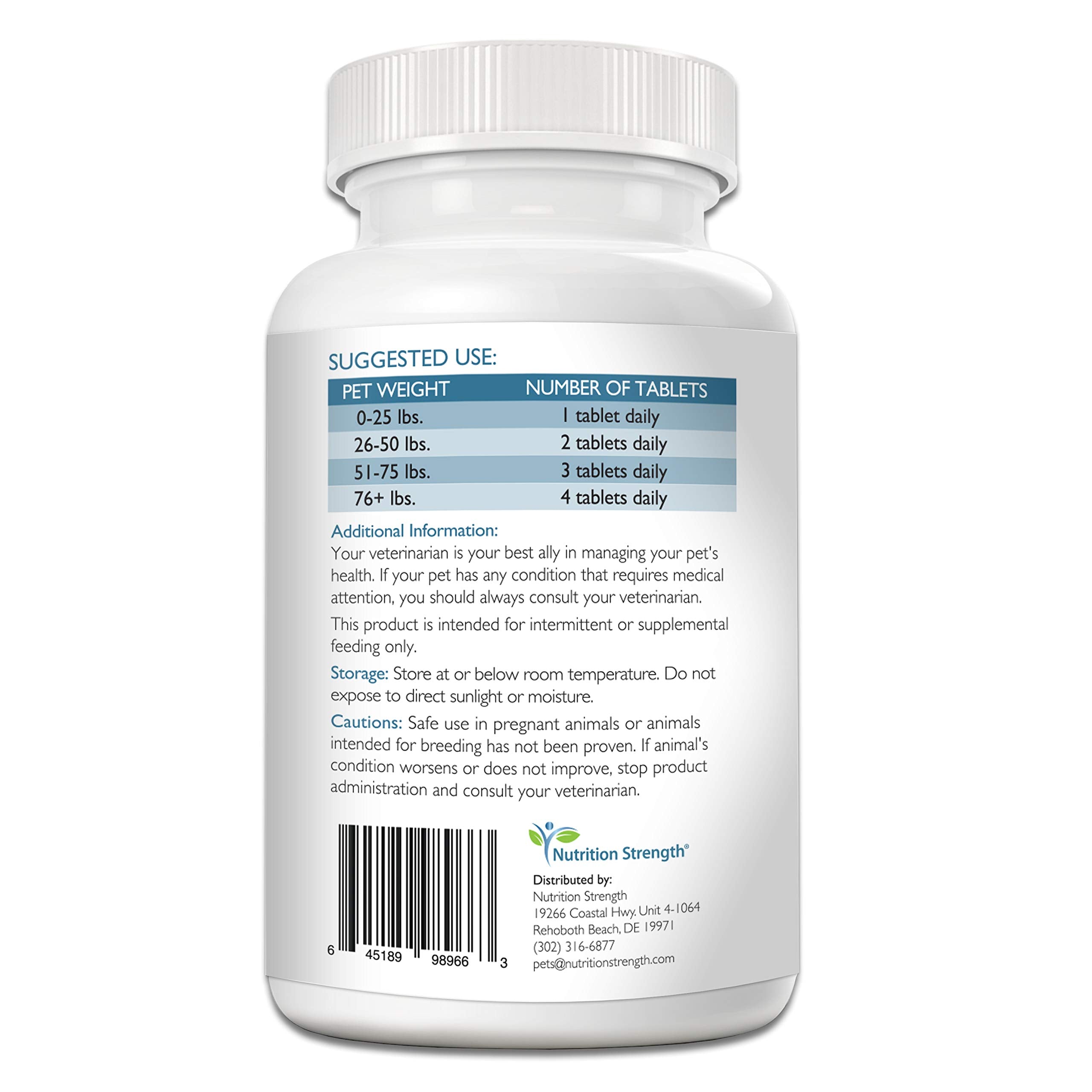 Nutrition Strength vitamine B12 acide folique pour chien, comprimés faciles à donner.