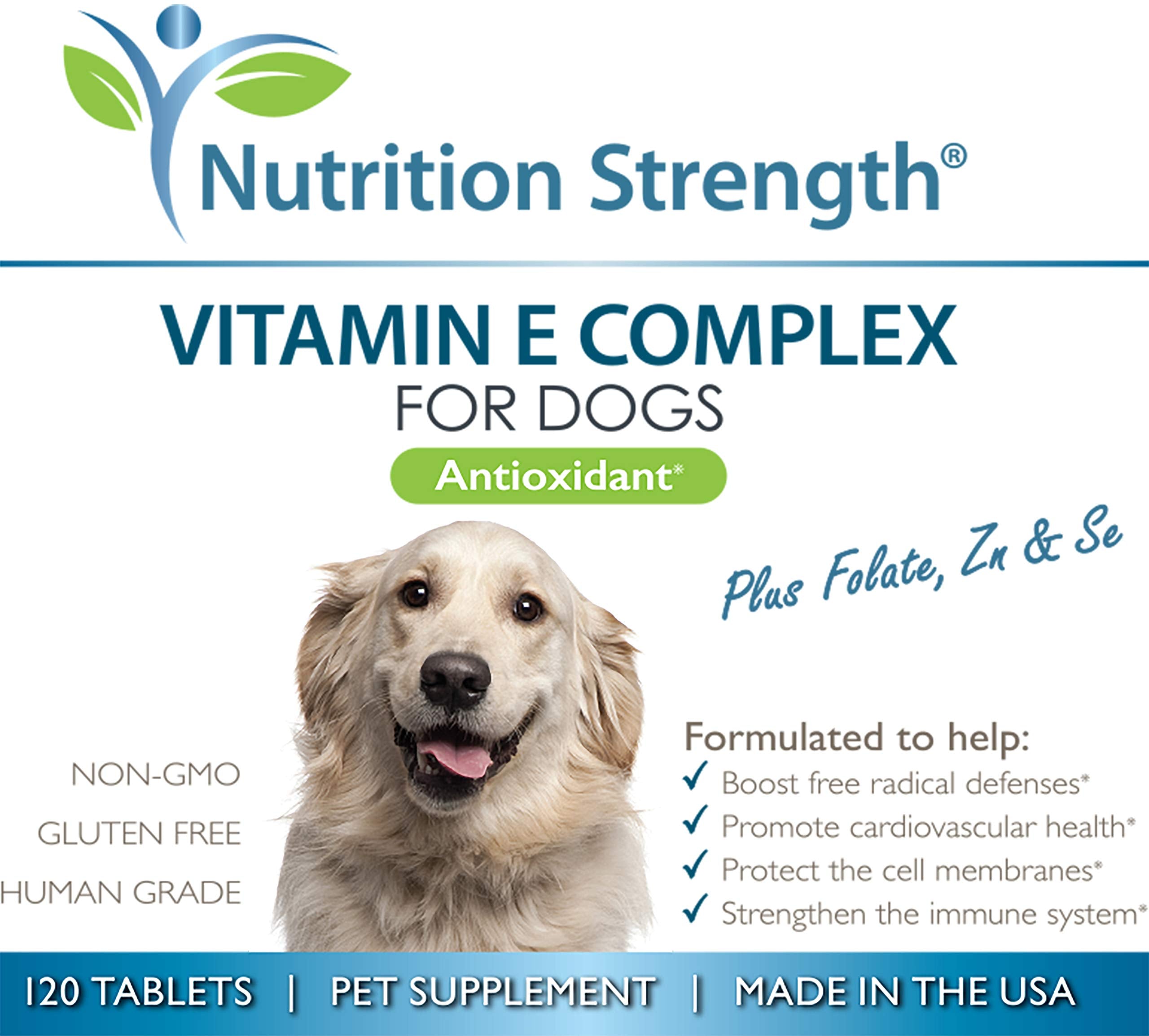 Nutrition Strength Vitamine E pour chiens – emballage sûr et fabriqué aux États-Unis