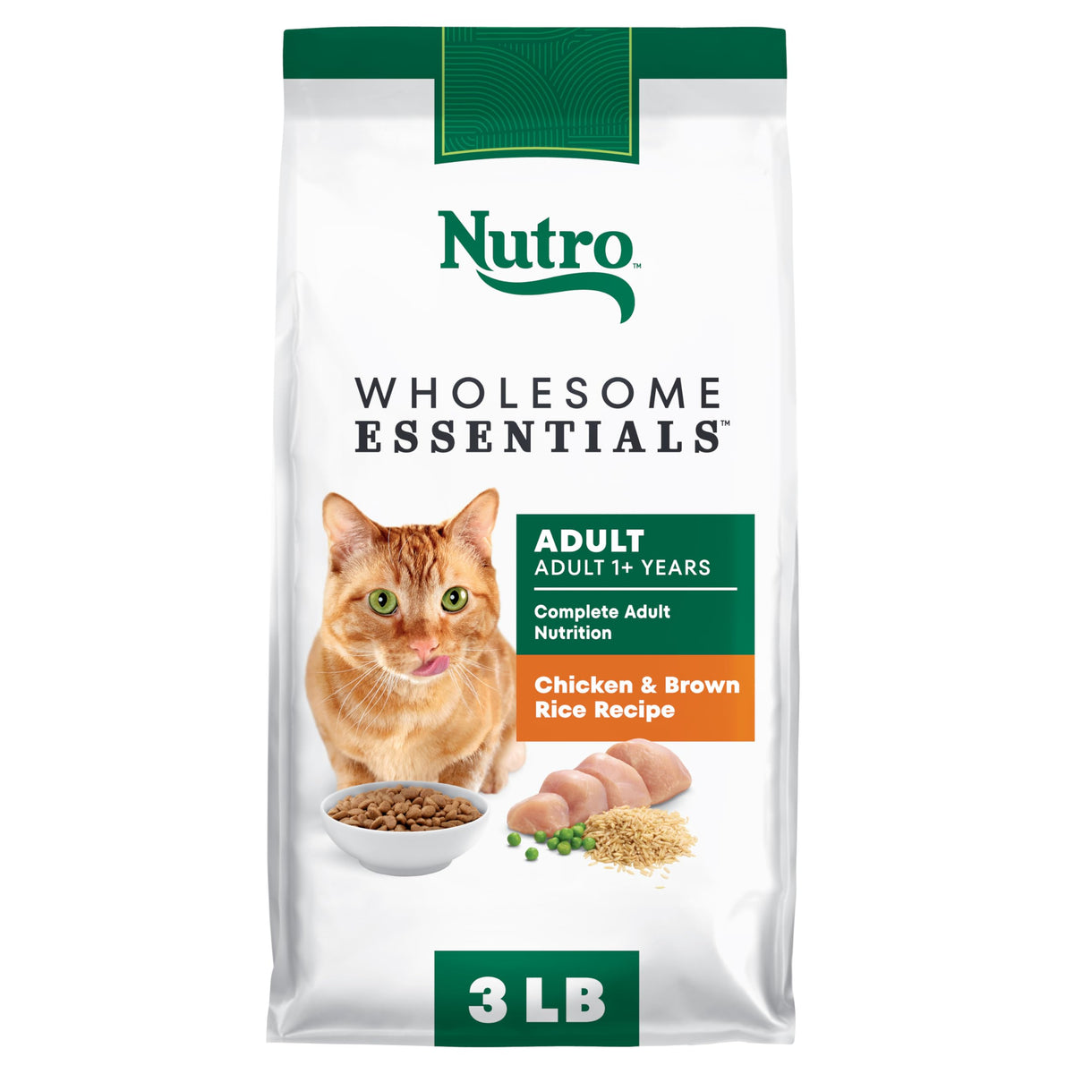 Nutro Chat: croquettes poulet et riz brun dans sac 3 lb pour repas quotidiens