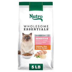 Nutro chat sensible estomac - croquettes poulet et riz pour digestion facile.