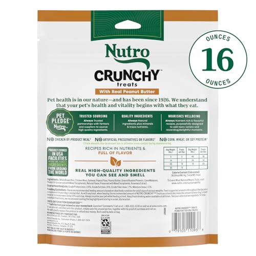 Friandises Nutro pour chien, saveur beurre de cacahuète, parfait pour l'entraînement.