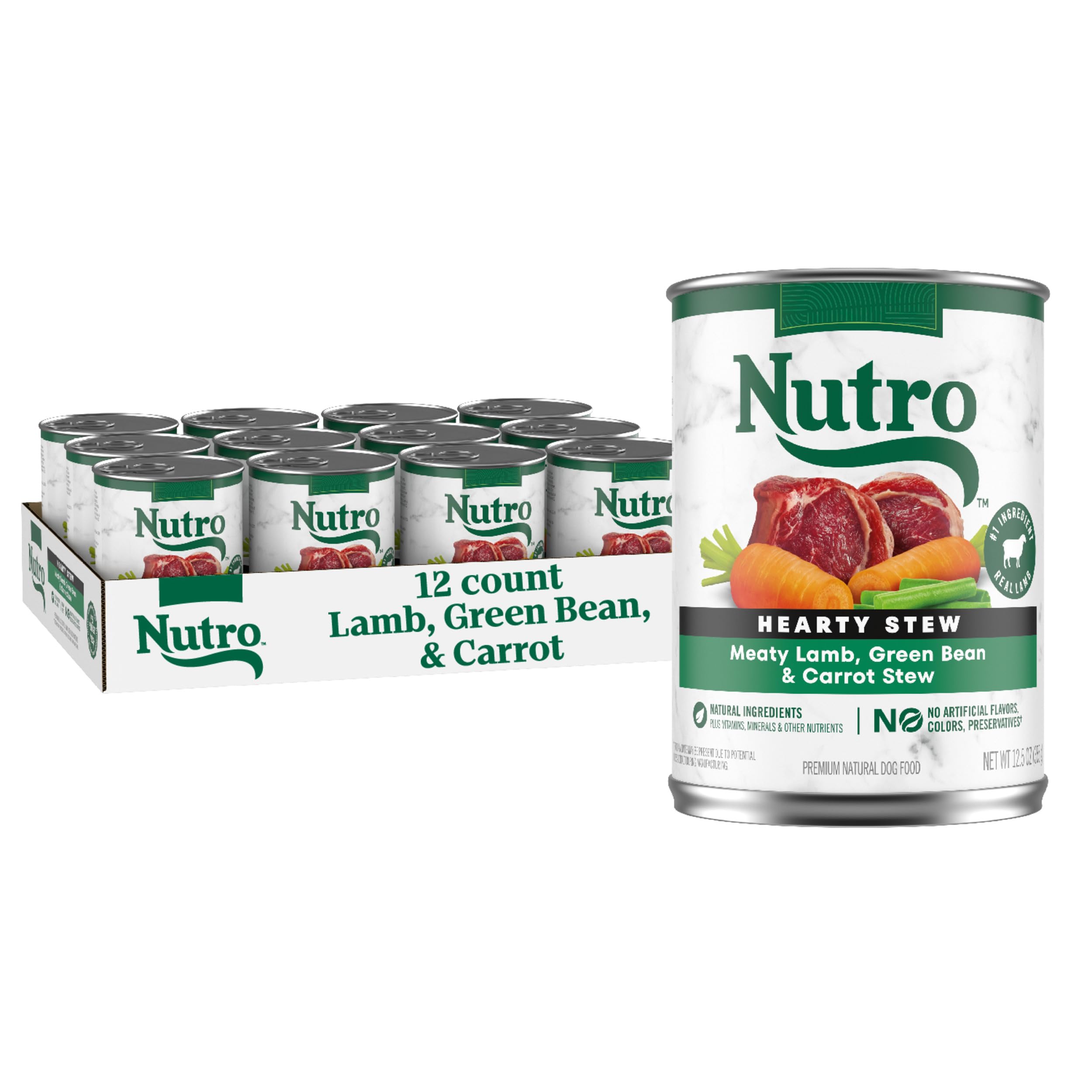 Nutro Hearty Stew : boîte d’agneau avec haricots verts et carottes, repas appétissant pour chien