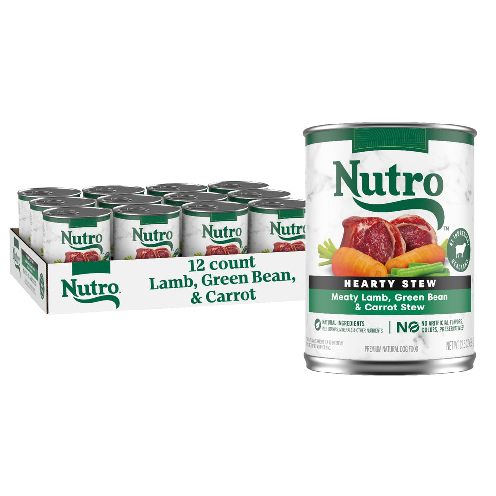 Nutro Hearty Stew : boîte d’agneau avec haricots verts et carottes, repas appétissant pour chien