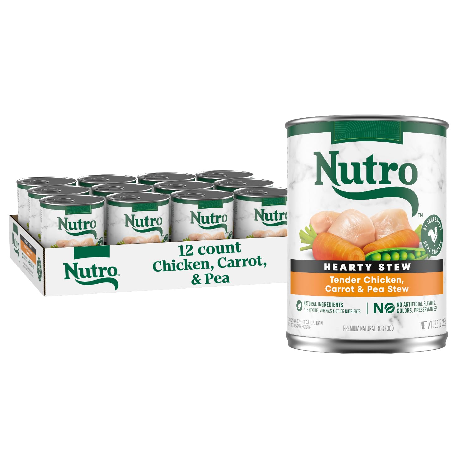 Nutro Hearty Stew montre poulet tendre et légumes dans une sauce savoureuse