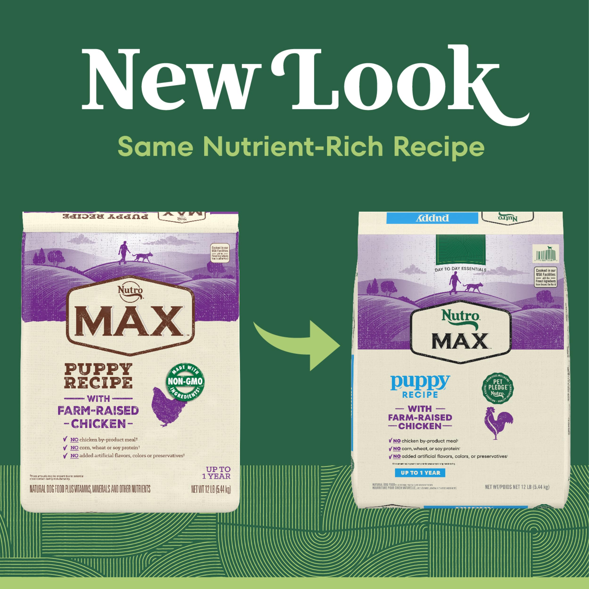 Nutro MAX Croissance douce pour chiots, texture croquante.