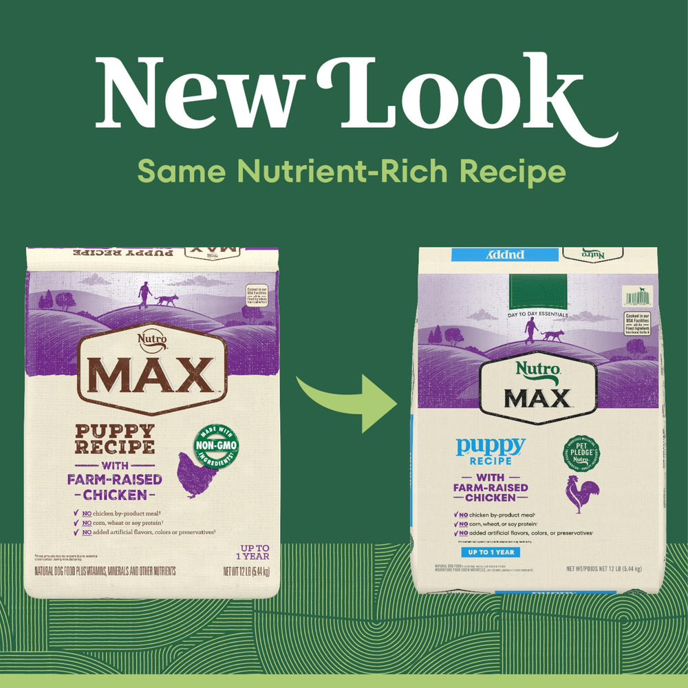 Nutro MAX Croissance douce pour chiots, texture croquante.