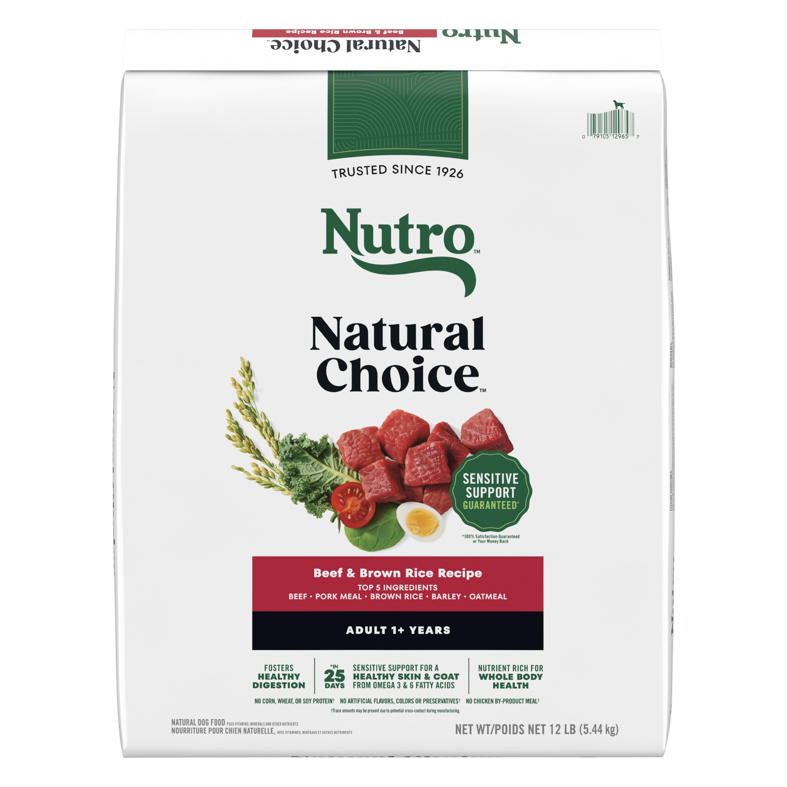 Nutro Natural Choice croquettes pour chien, boeuf et riz brun, bol prêt à servir