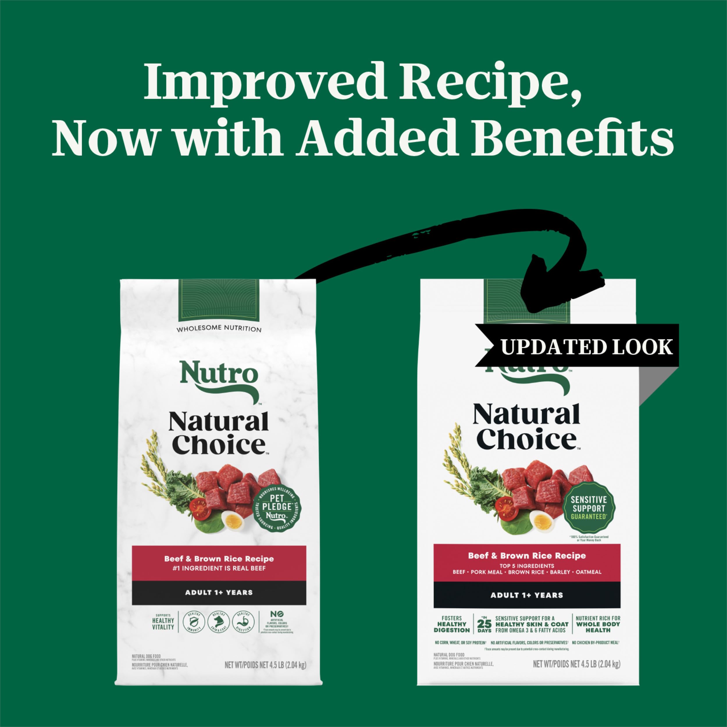 Nutro Natural Choice : croquettes croustillantes au boeuf et riz brun pour chien adulte.