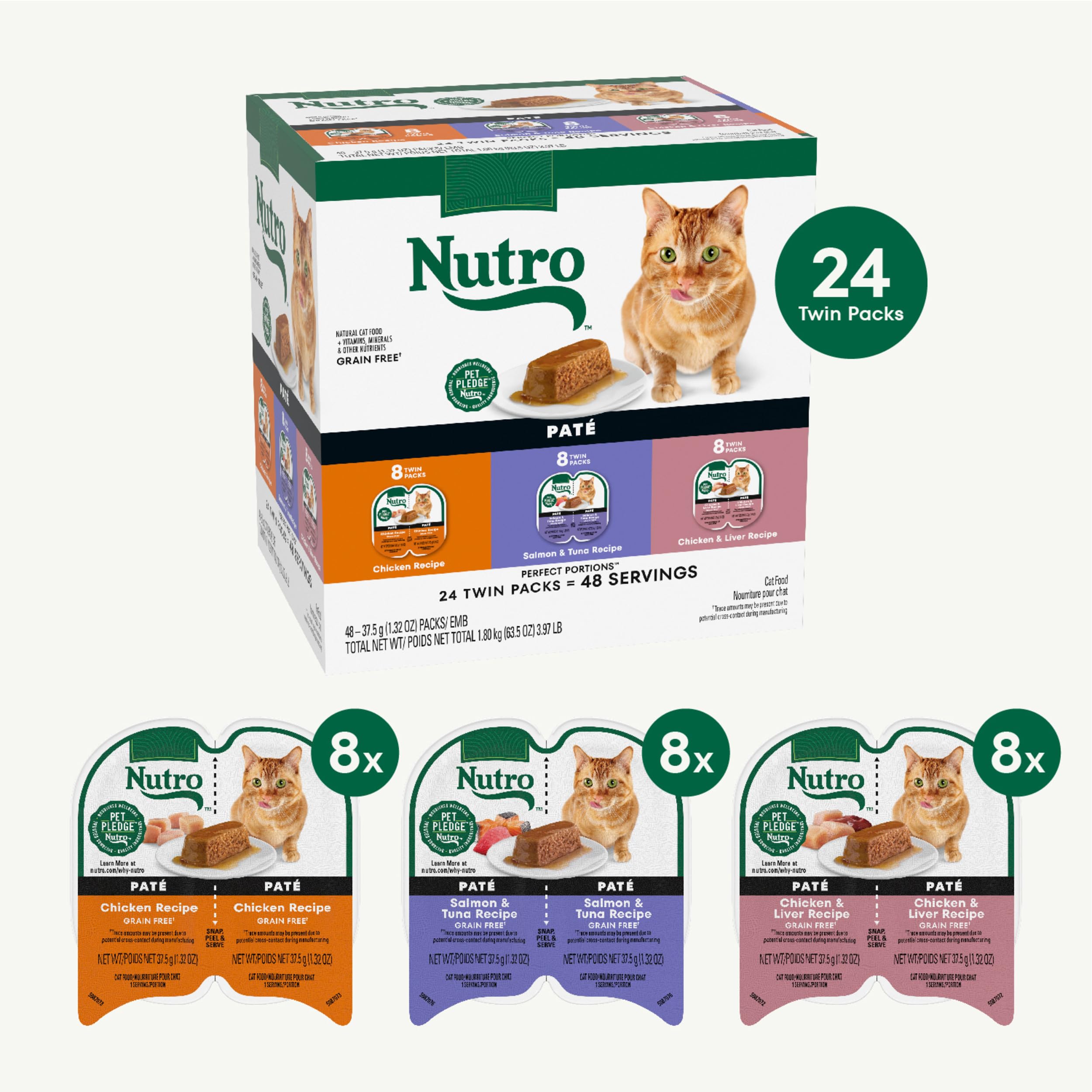 Nutro Pâté poulet et foie, saveur riche et appétente.