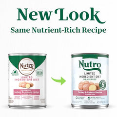Nutro Nourriture humide adulte dinde-pomme-de-terre sans grains, option légère et digestible.