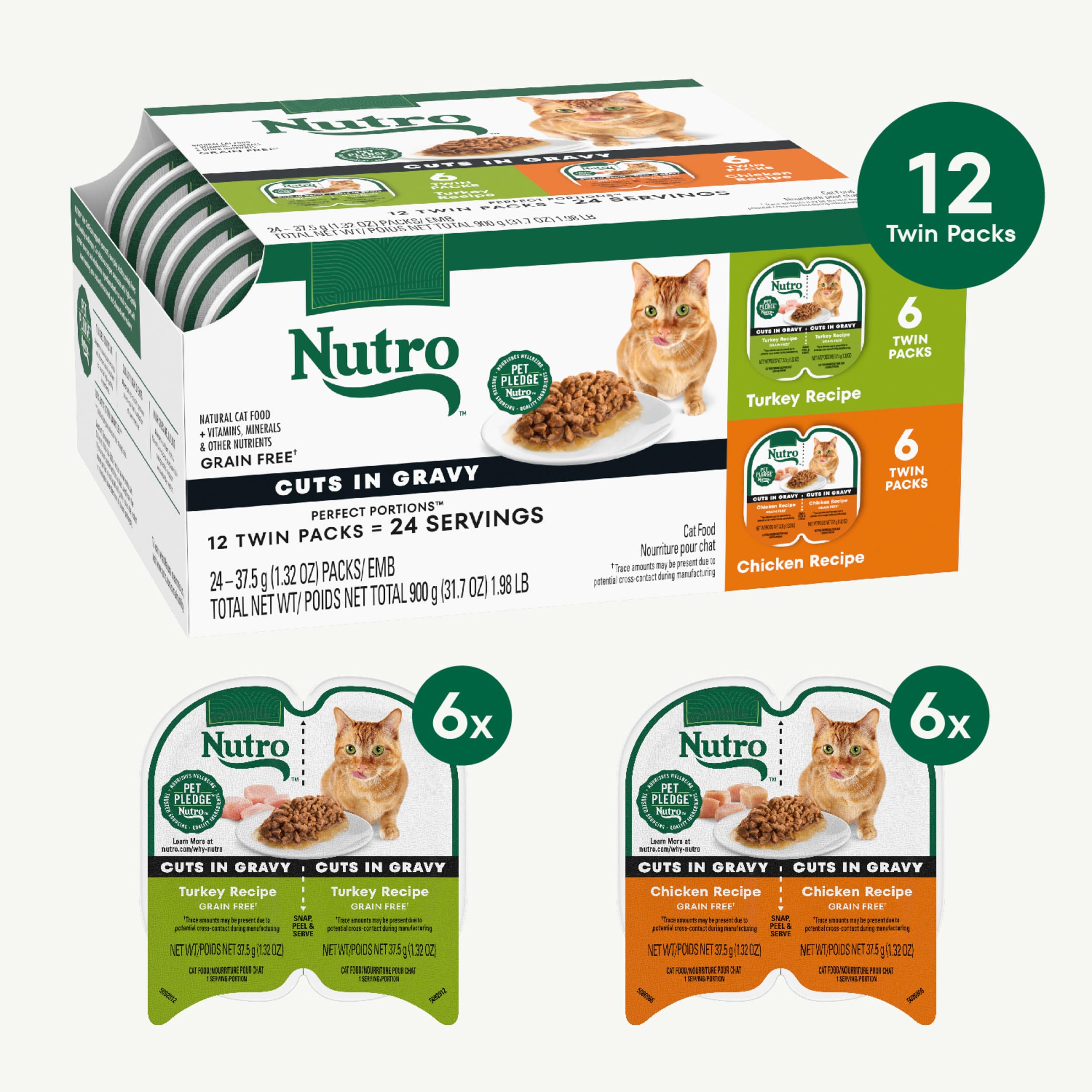 Nutro Perfect Portions dinde pack-jumeaux, variété pratique pour les repas quotidiens.