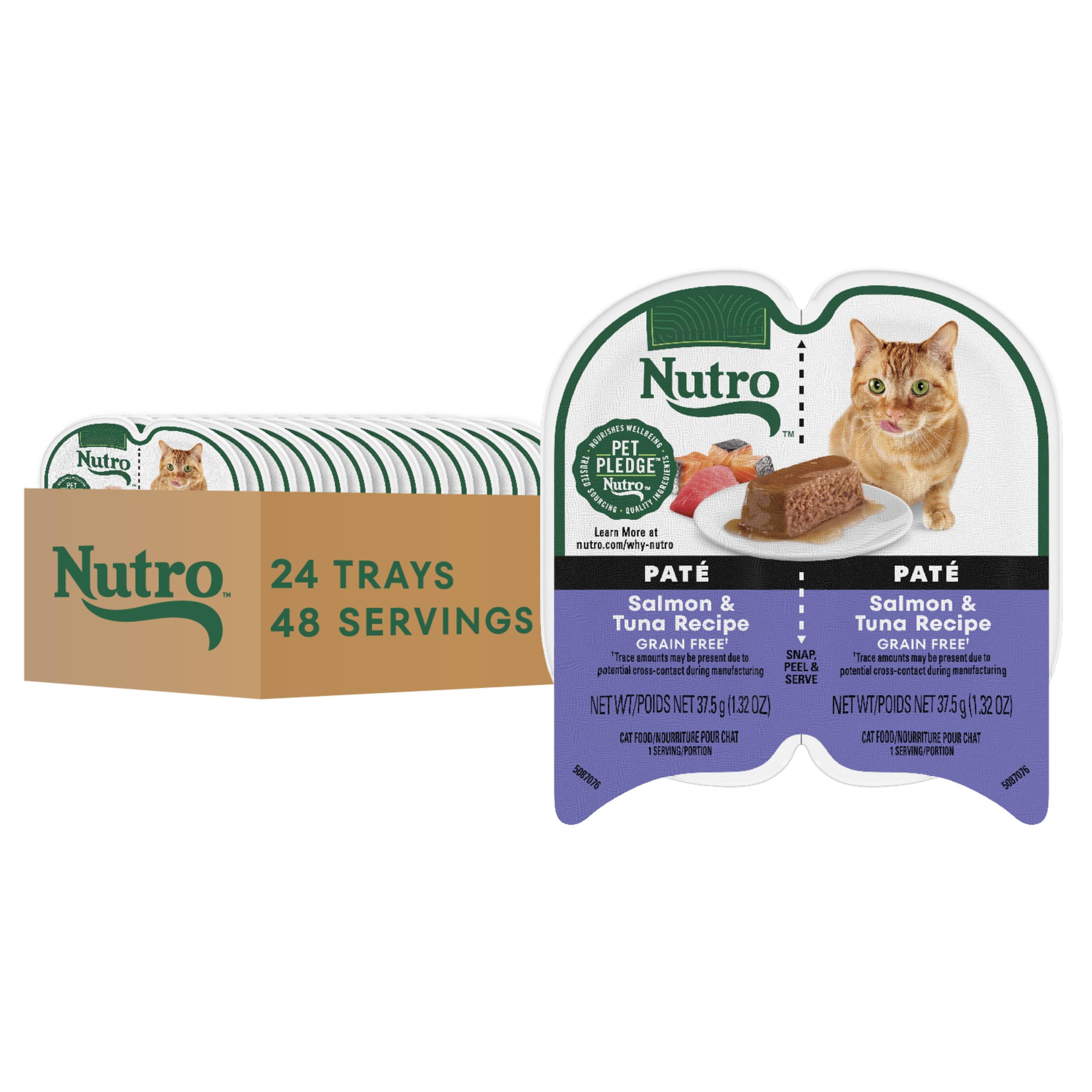 Nutro Perfect Portions Pâté saumon-thon, plateau ouvert, texture appétissante pour chats adultes