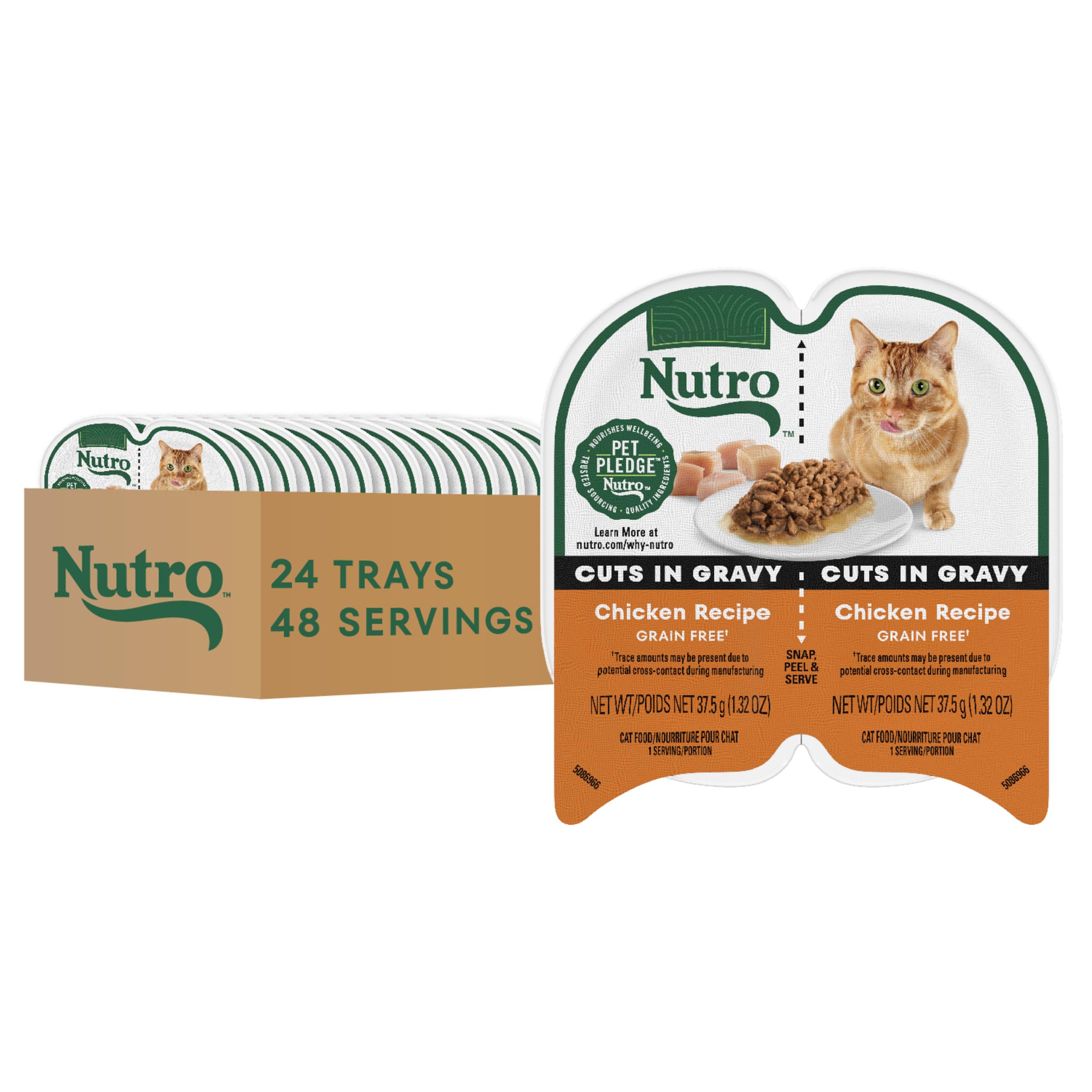 Nutro Portions Parfaites Chat poulet en sauce, texture tendre et pratique.