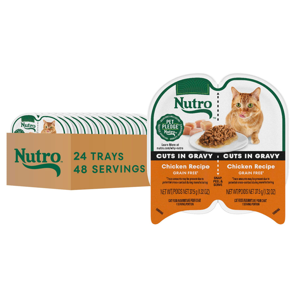 Nutro Portions Parfaites Chat poulet en sauce, texture tendre et pratique.