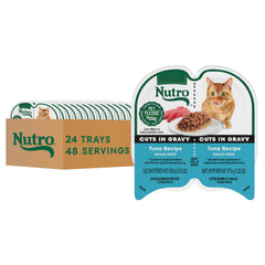 Nutro Portions Parfaites: tranches au thon en sauce dans un plateau-jumeau, texture appétissante.