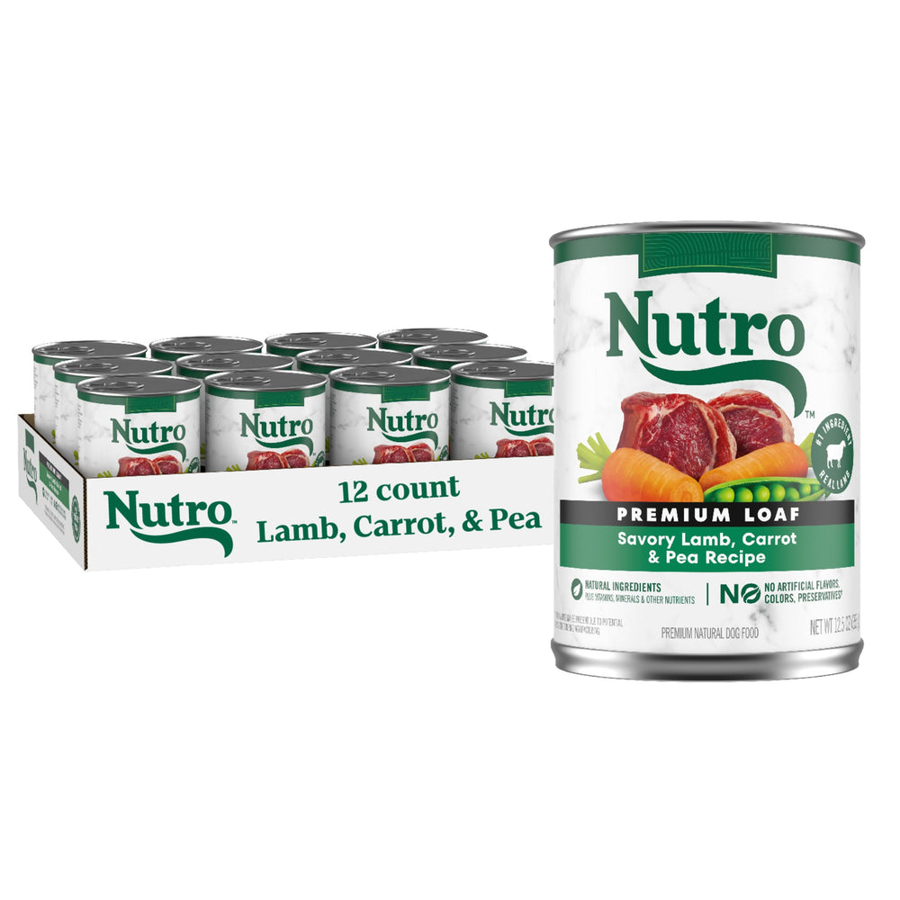 Nutro Premium Loaf paté-agneau – ingrédient principal protéique naturel pour chiens adultes.