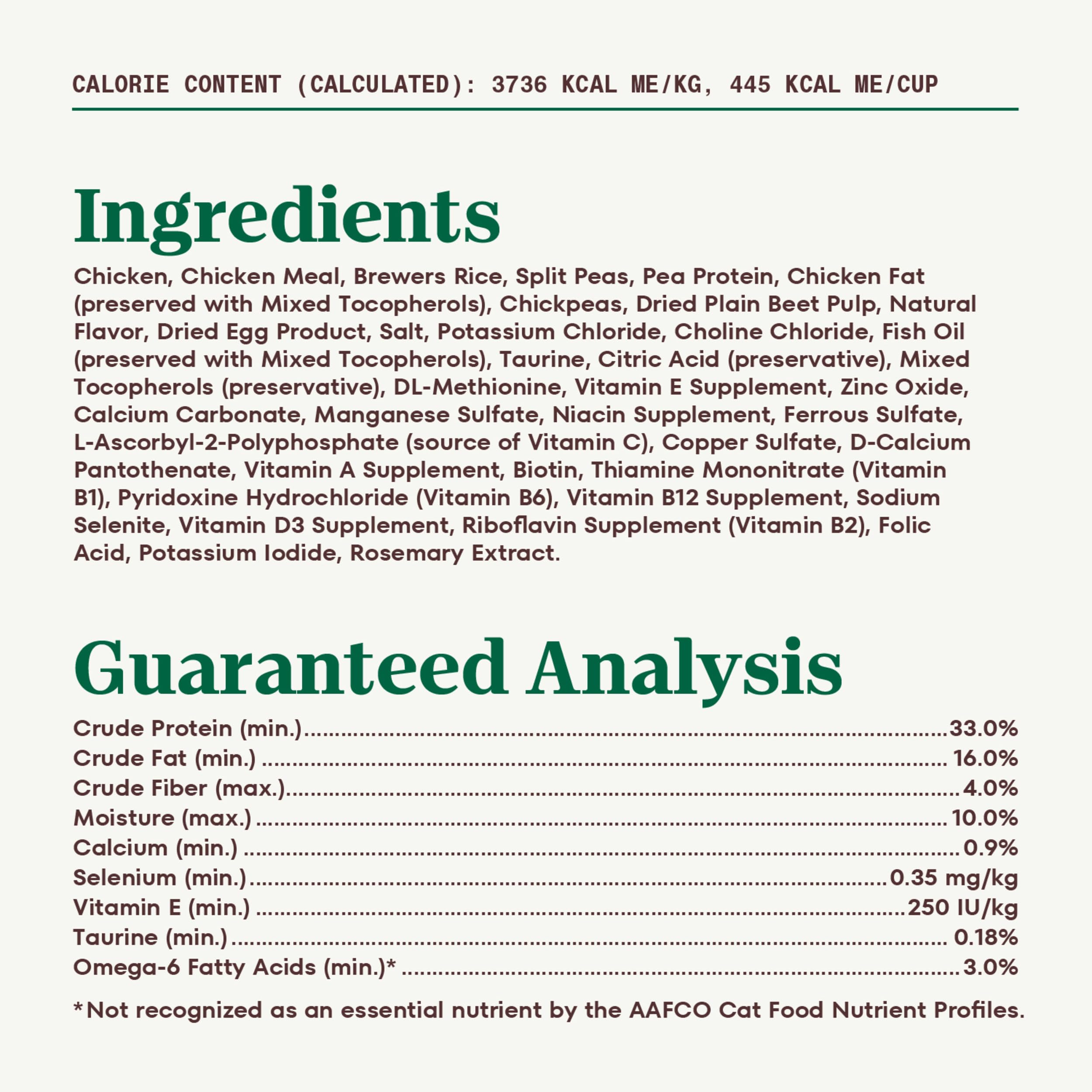 Nutro formule sans céréales, sans maïs et sans soja.