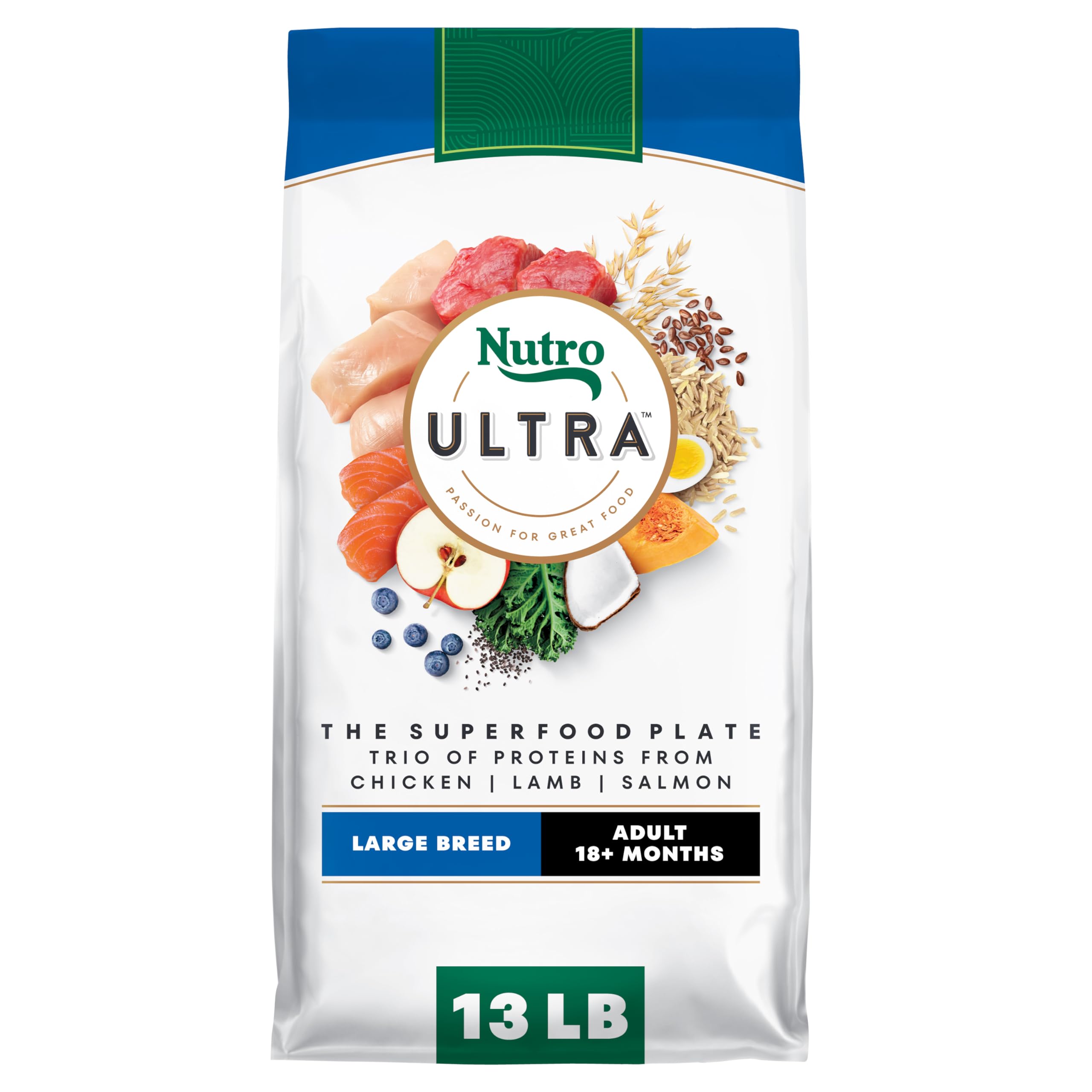Nutro Ultra Adulte Grande Race croquettes visibles riches en protéines pour soutenir les muscles.