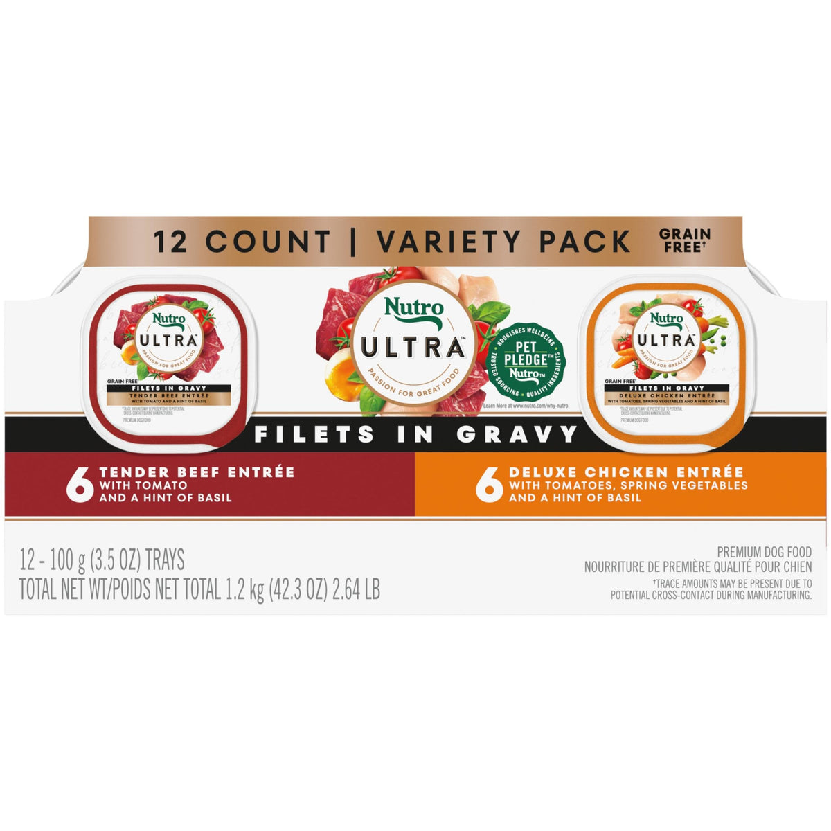 Nutro Ultra filets en gravy canard entree, source de protéines réelles pour chien adulte.