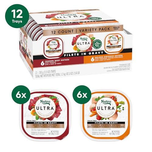 Nutro Ultra filets en gravy dinde rotee entree, saveur appréciée par les chiens adultes.