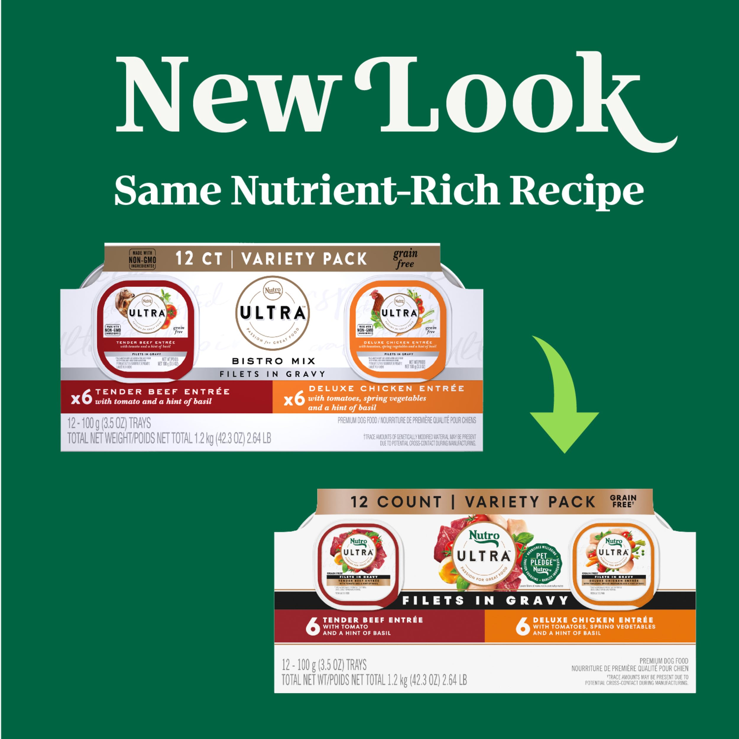 Nutro Ultra sans cereales, sachet 100 g, repas pratique et léger.