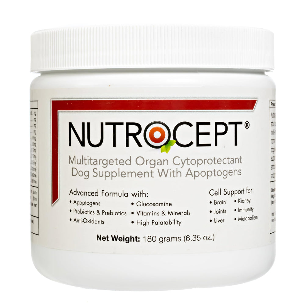 NutroCept poudre-appétente, facile à saupoudrer sur les repas du chien.