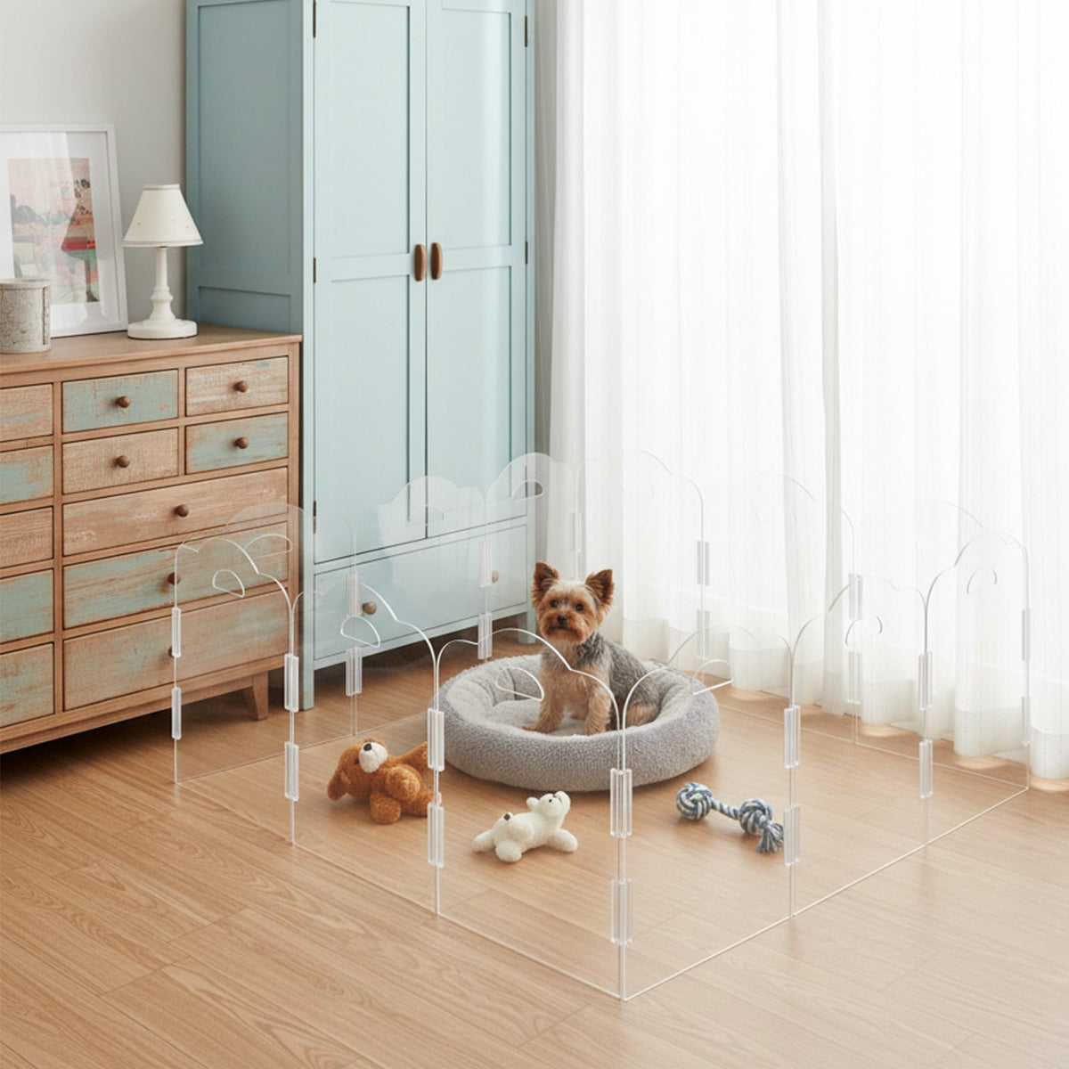 NutroLab barrière chien en acrylique transparente pour intérieur, hauteur 16 po sans perçage.