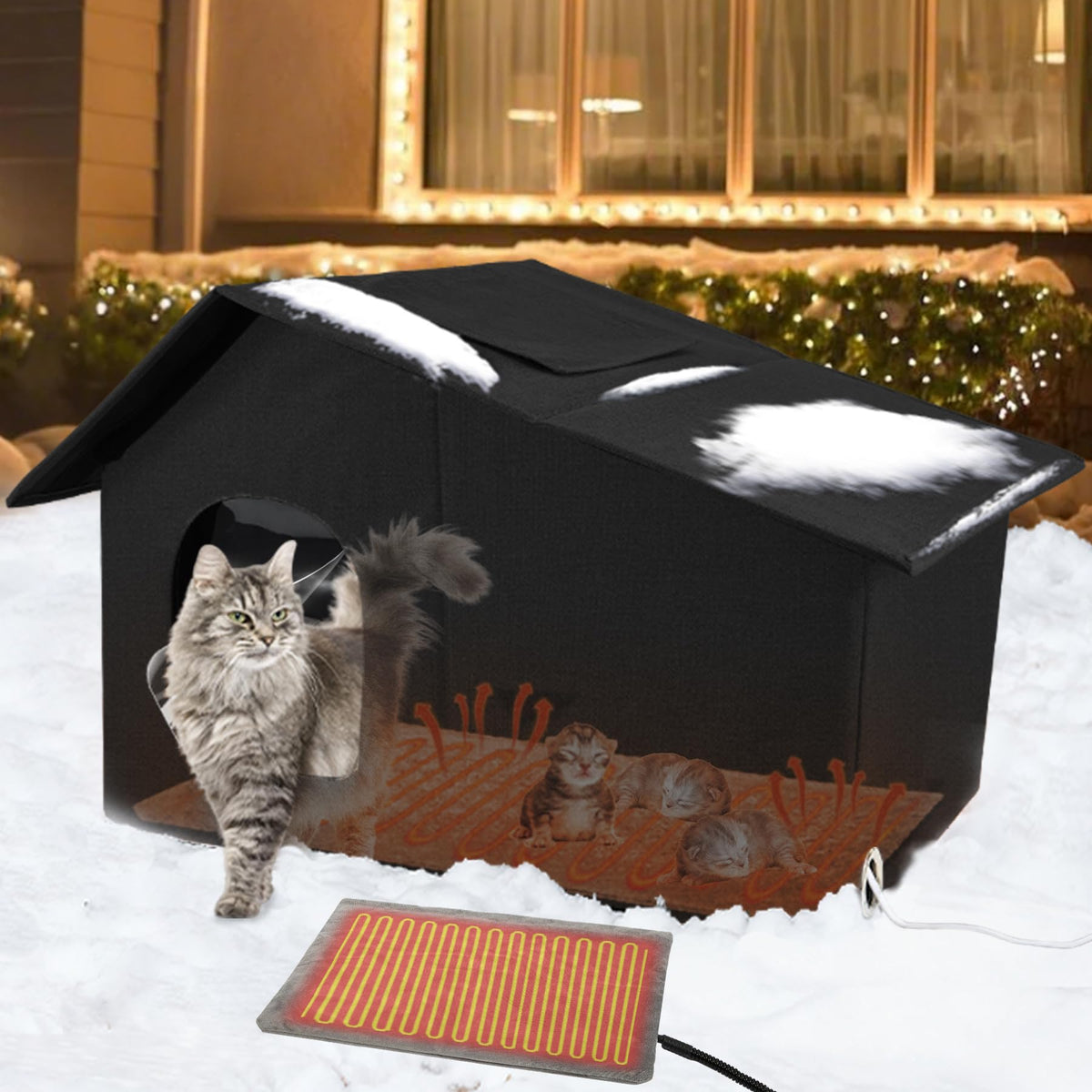 Nvifco maison chats exterieur chauffante: abri hivernal confortable pour félins