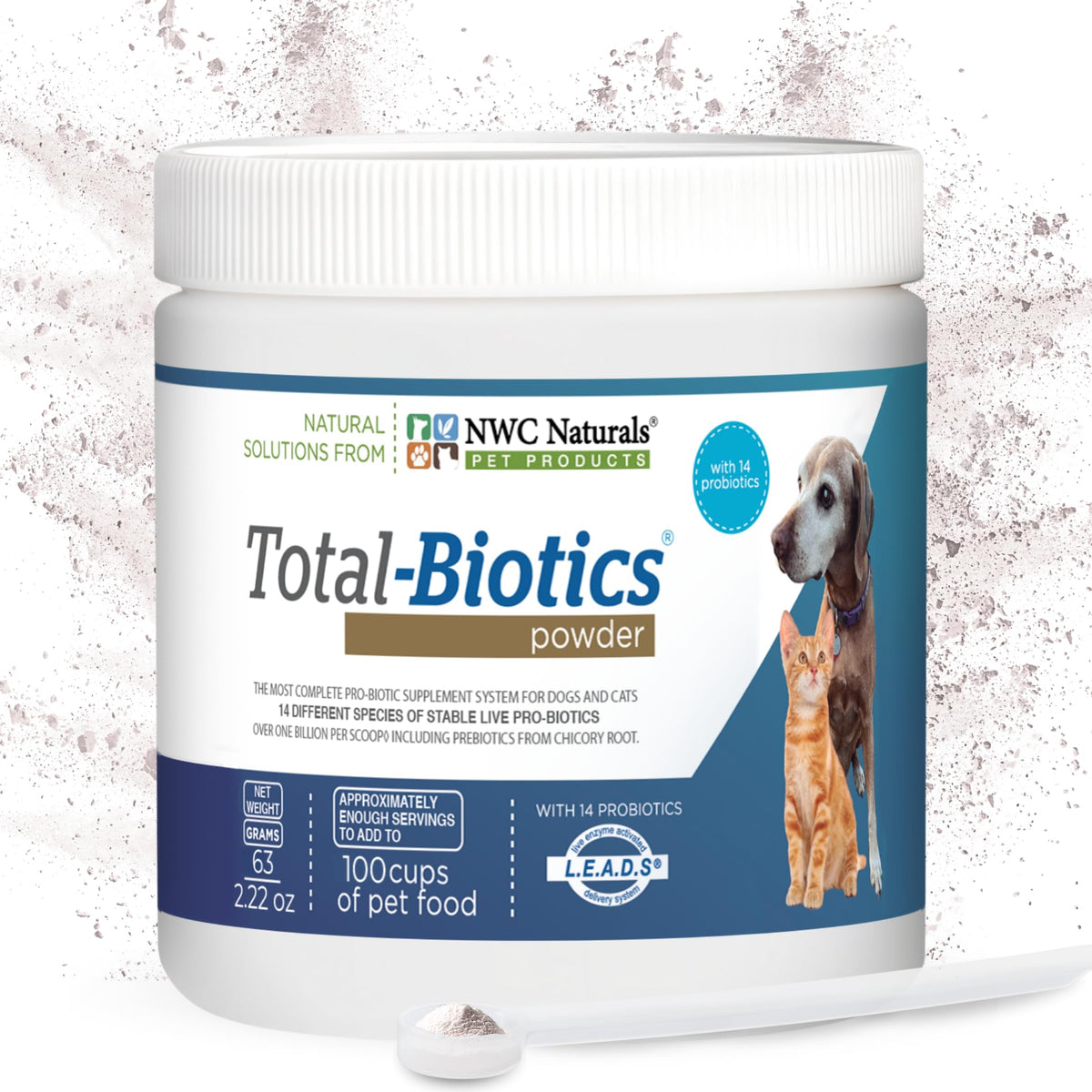 Total-Biotics, poudre-probiotique chat et chien – soutien digestion quotidien.