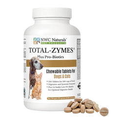 NWC Naturals Total-Zymes Plus comprimé à croquer pour chien et chat, soutien digestif.