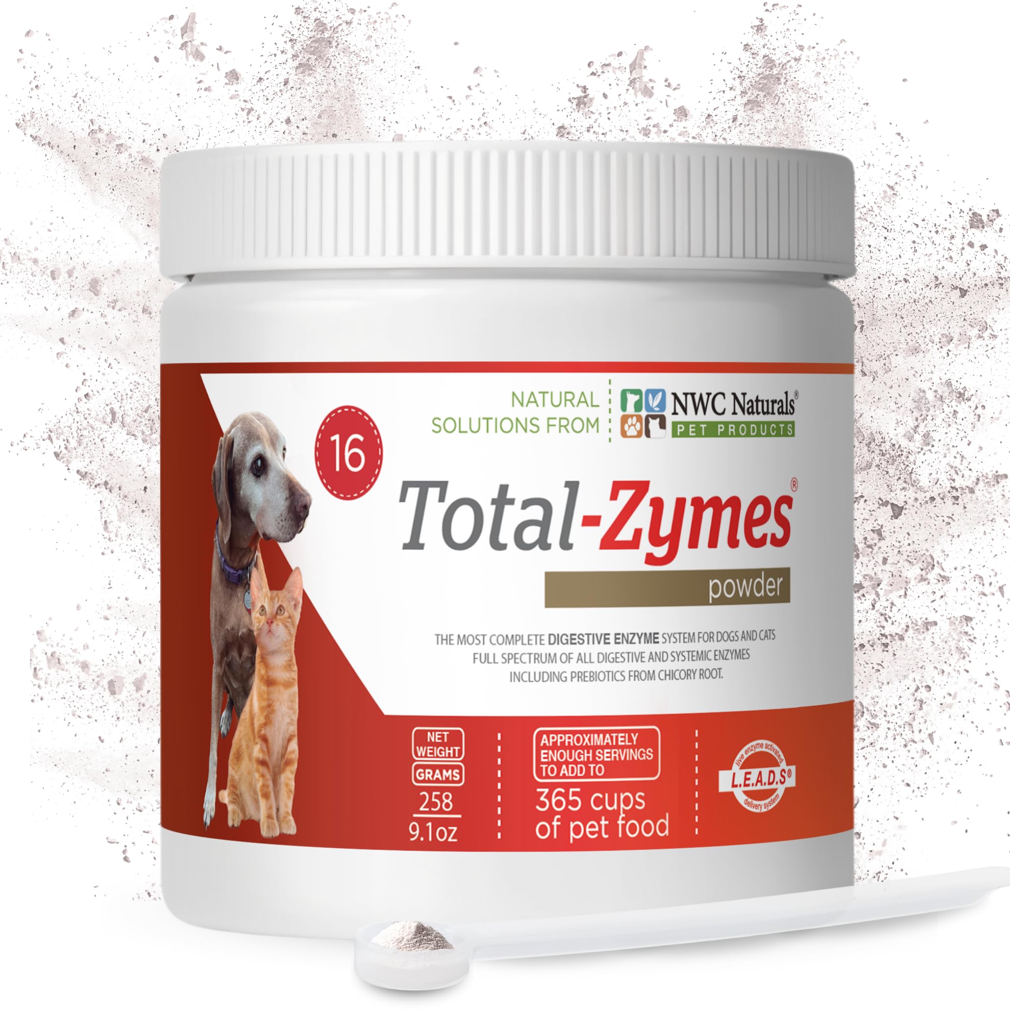 NWC Naturals Total-Zymes poudre digestive pour chats et chiens favorise une meilleure absorption