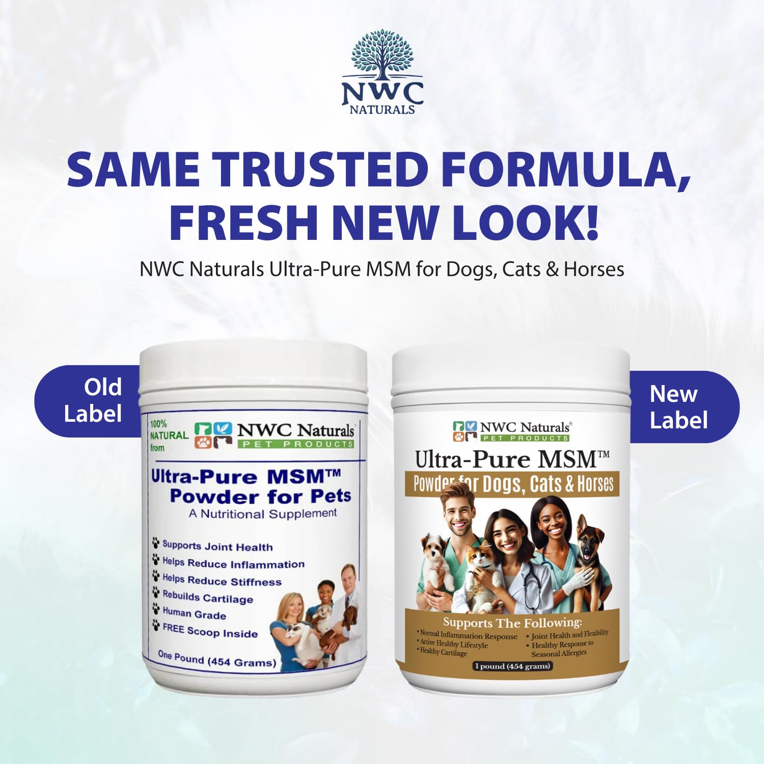 NWC Naturals Ultra-Pure MSM emballage canistre, produit sûr pour articulations saines.