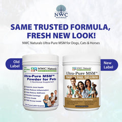 NWC Naturals Ultra-Pure MSM emballage canistre, produit sûr pour articulations saines.
