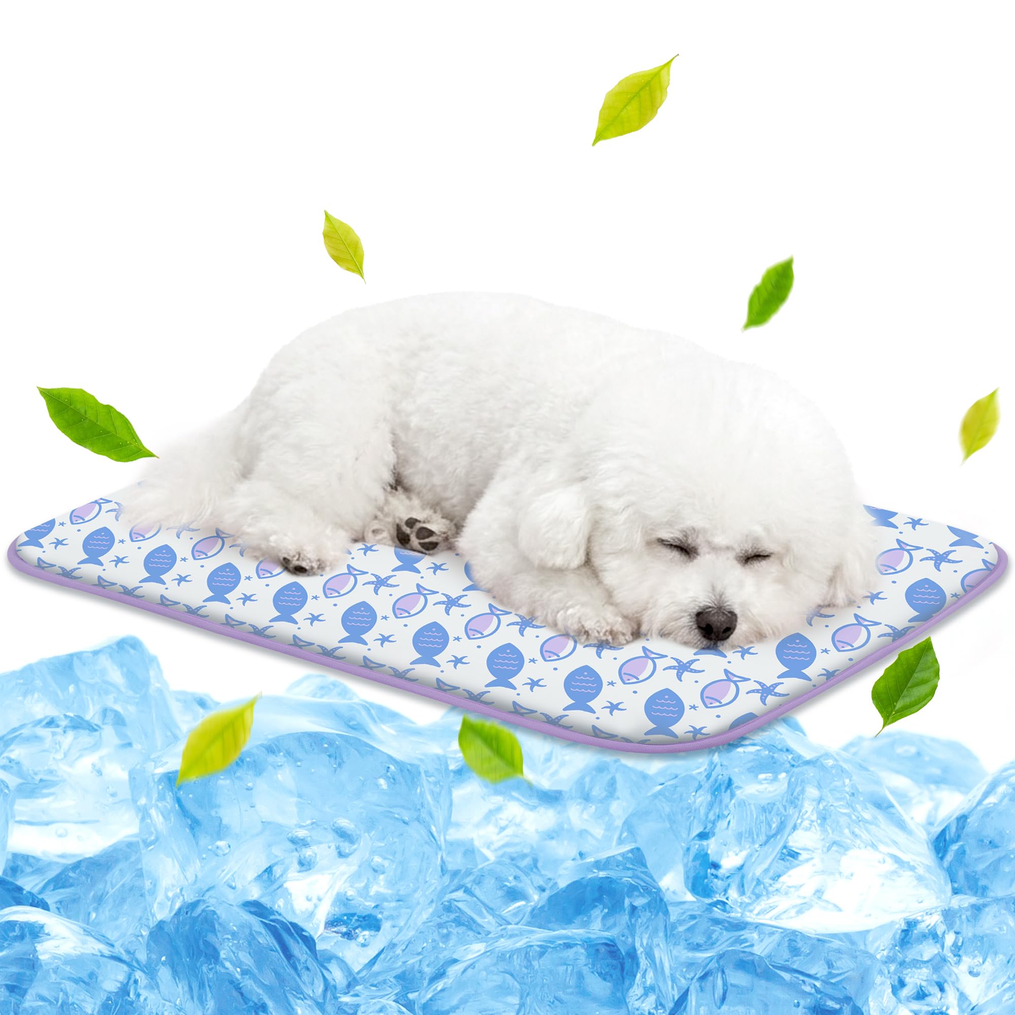 NWK matelas refroidissant tissu soie glacée, surface frais au toucher pour chiens et chats.