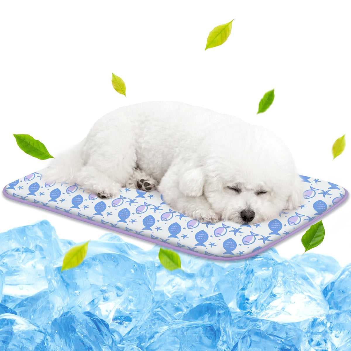 NWK matelas refroidissant tissu soie glacée, surface frais au toucher pour chiens et chats.