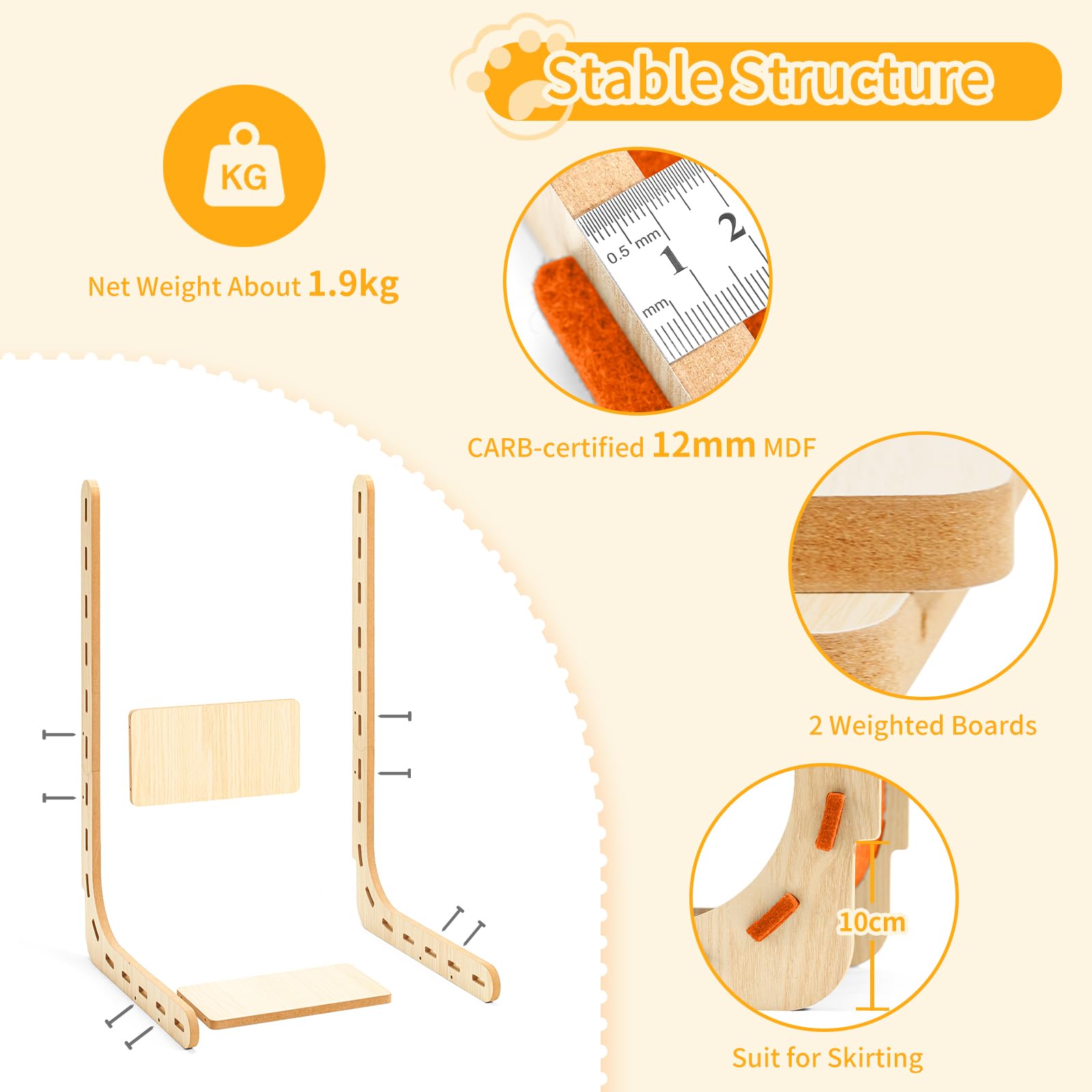 Nxwjoy cadre MDF certifié CARB – stabilité et sécurité pendant le griffage.