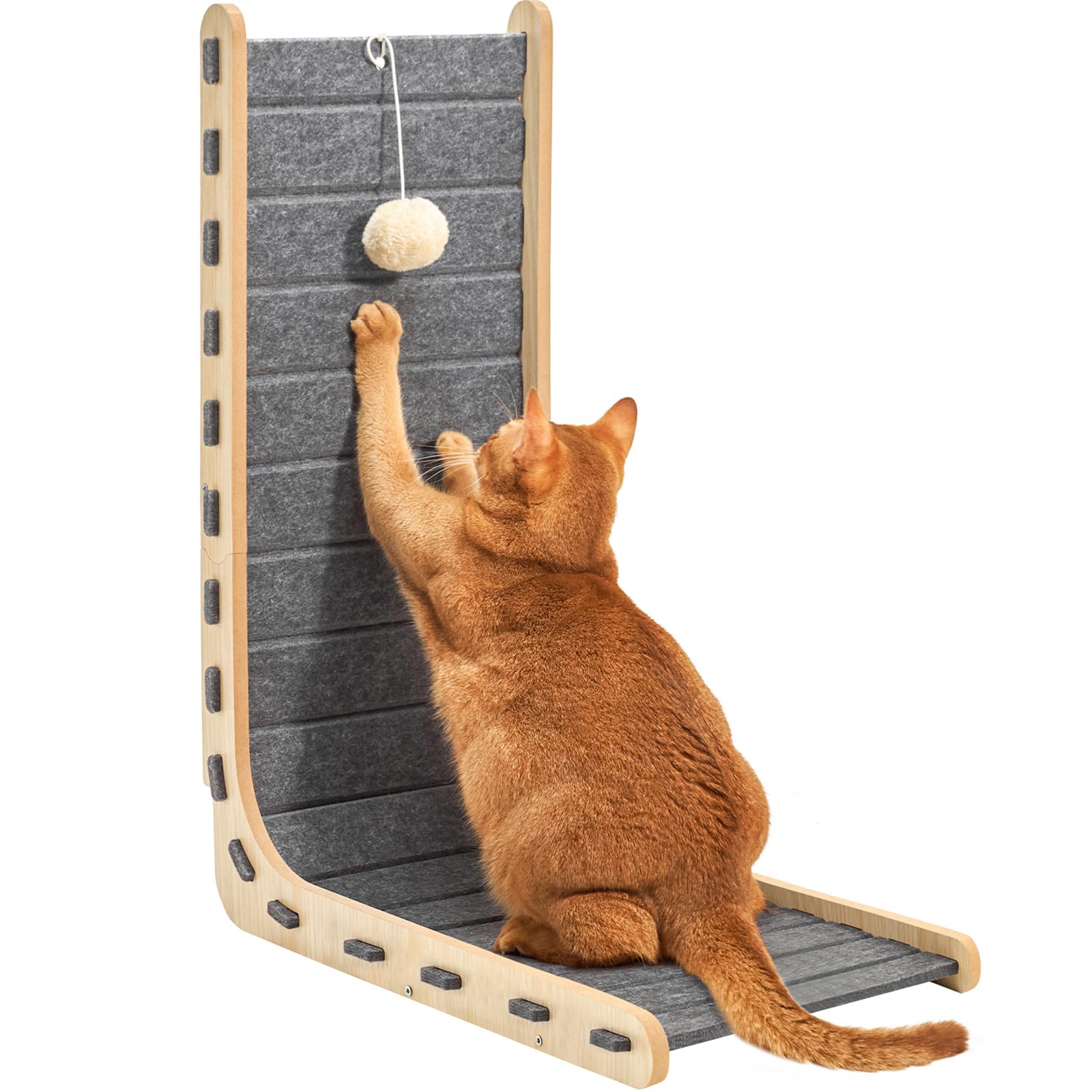 Nxwjoy tapis griffage chat feutre gris, vue face produit, durable et agréable à griffer.