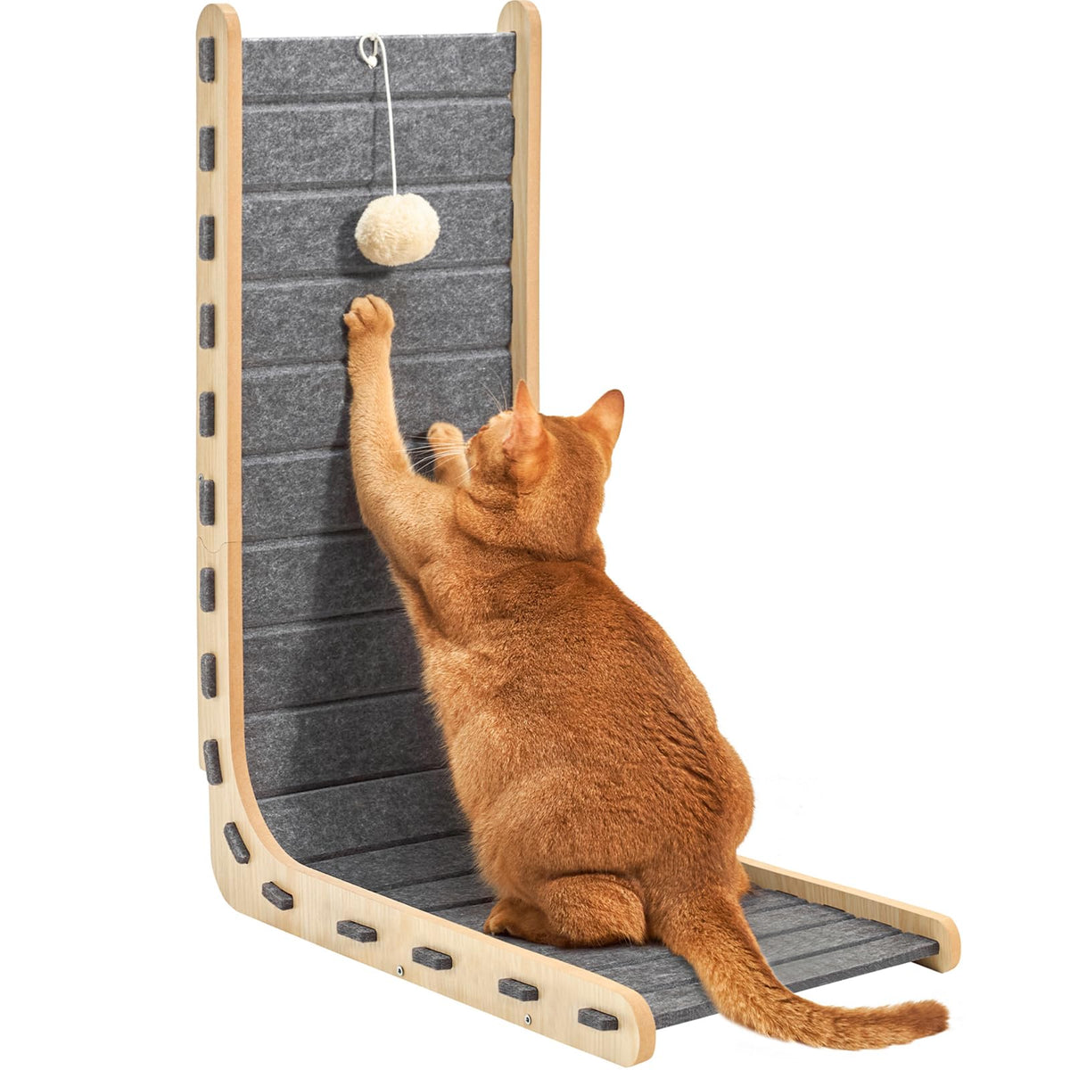Nxwjoy tapis griffage chat feutre gris, vue face produit, durable et agréable à griffer.